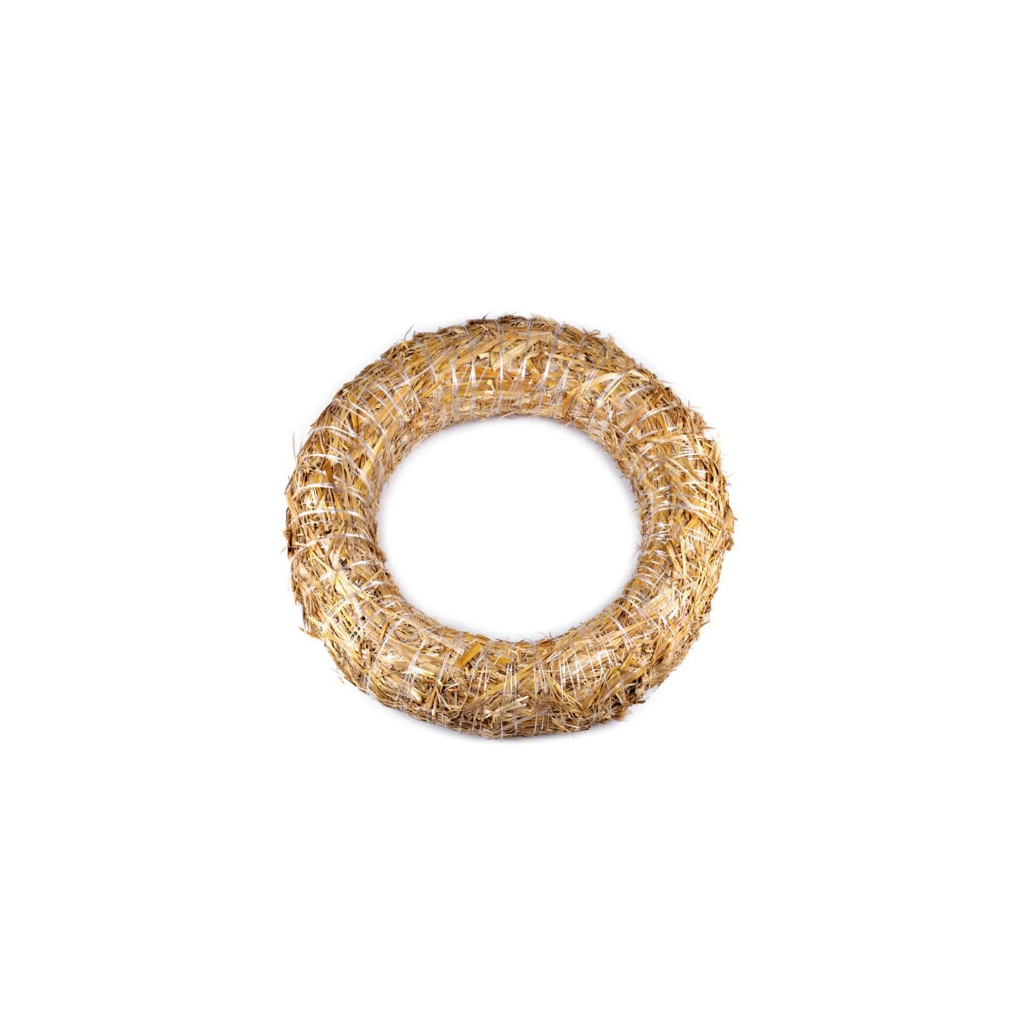 Slaměný věnec o průměru 15 cm jako přírodní základ pro výrobu věnců a sezónních dekorací